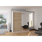 Üveges tolóajtós szekrény VIKI 180, Fehér, Sonoma