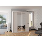 Üveges tolóajtós szekrény TRAVES 180, Fehér, Fehér