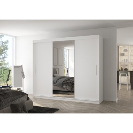 Üveges tolóajtós szekrény DENIS 250, Fehér, Fehér