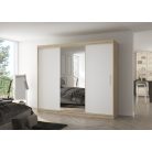 Üveges tolóajtós szekrény DENIS 250, Sonoma, Fehér