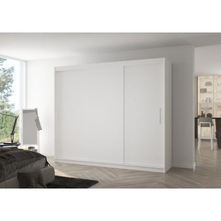 Üveges tolóajtós szekrény ANTOS 250, Fehér, Fehér