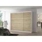 Üveges tolóajtós szekrény ANTOS 250, Fehér, Sonoma