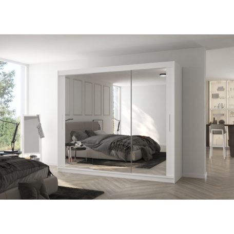 Üveges tolóajtós szekrény CHESTER 250, Fehér, Fehér