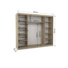 Üveges tolóajtós szekrény CHESTER 250, Fehér, Fehér