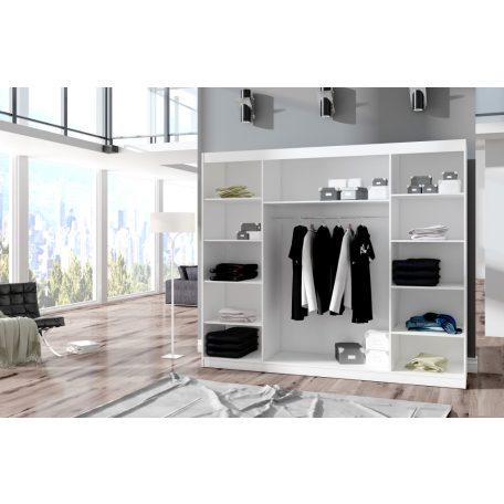 Üveges tolóajtós szekrény DIEGO 250, Sonoma, Fehér