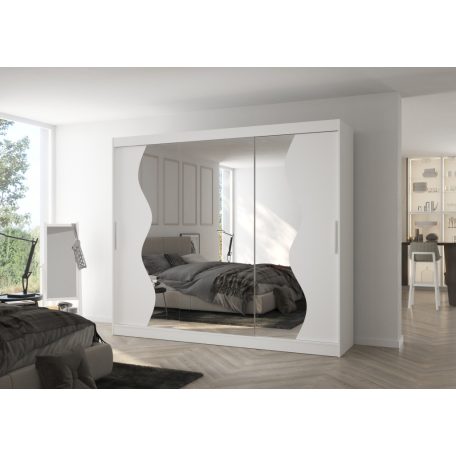 Üveges tolóajtós szekrény SHARON 250, Fehér, Fehér