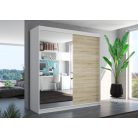 Üveges tolóajtós szekrény DELLA 200, Fehér, Sonoma