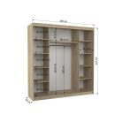 Üveges tolóajtós szekrény DELLA 200, Fehér, Sonoma