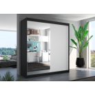 Üveges tolóajtós szekrény DELLA 200, Fekete, Fehér