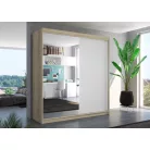 Üveges tolóajtós szekrény DELLA 200, Sonoma, Fehér