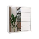 Üveges tolóajtós szekrény OLIVER 200, Fehér, Fehér