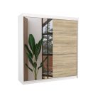 Üveges tolóajtós szekrény OLIVER 200, Fehér, Sonoma