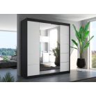 Üveges tolóajtós szekrény DALMATIA 200, Fekete, Fehér