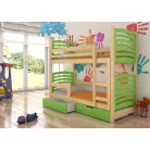 Kétszemélyes emeletes ágy matracokkal OSUNA, Fenyő, Zöld