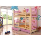 Kétszemélyes emeletes ágy matracokkal OSUNA, Fenyő, Rózsaszín