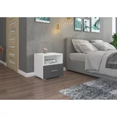 Éjjeliszekrény fiókkal EMI, Fehér, Szürke