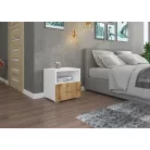 Éjjeliszekrény fiókkal EMI, Fehér, Wotan Tölgy