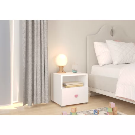 Éjjeliszekrény fiókkal EMI, Fehér Handle 3