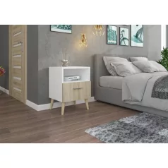 Éjjeliszekrény fiókkal LOGAN, Fehér, Sonoma