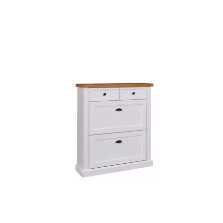 GALINEO 01 cipős szekrény, Fehér, Tölgy természetes