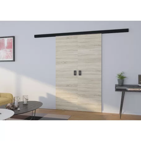 TOPPO 160 kétszárnyú falra szerelhető tolóajtó, Sonoma, Fekete