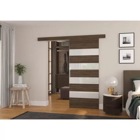 Fali tolóajtó MILOU 86, Csoki, Fehér Lacobel