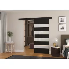 Fali tolóajtó MILOU 86, Fekete, Fehér Lacobel