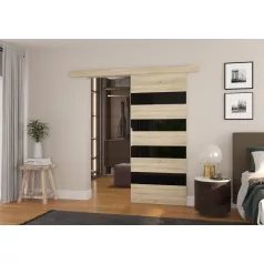 Fali tolóajtó MILOU 86, Sonoma, Fekete Lacobel