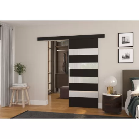 Fali tolóajtó MILOU 96, Fekete, Fehér Lacobel