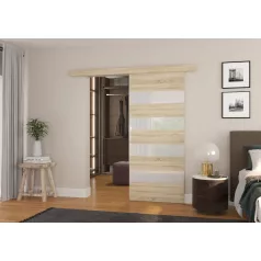 Fali tolóajtó MILOU 96, Sonoma, Fehér Lacobel