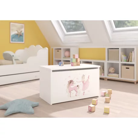 DARIA játéktároló láda, Fehér, Ballerina With Unicorn