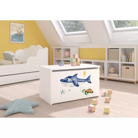 DARIA játéktároló láda, Fehér, Sea Animals