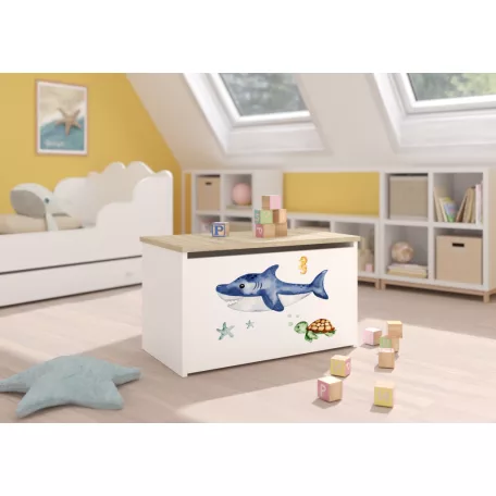 DARIA játéktároló láda, Fehér, Sonoma