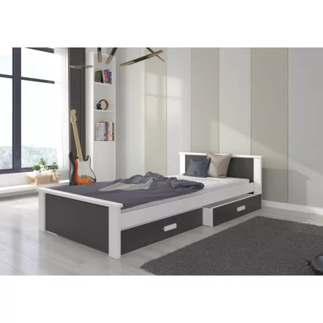 Ágy ALDEX 200x90, Fehér, Füstszürke