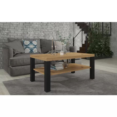 SVEN kávés asztal 115x65, Artisan, Fekete matt