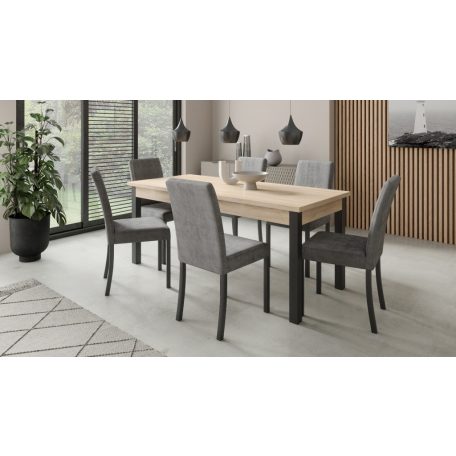 Asztal és székek garnitúra RODOS 81, Fekete, Sonoma