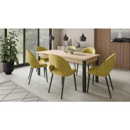 Asztal és székek garnitúra RODOS 82, Fekete, Sonoma