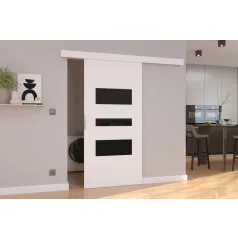 Fali tolóajtó CENTO 106, Fehér, Fekete Lacobel