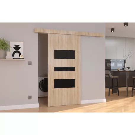 Fali tolóajtó CENTO 76, Sonoma, Fekete Lacobel