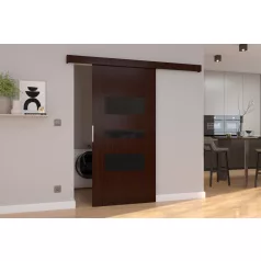 Fali tolóajtó CENTO 76, Wenge, Fekete Lacobel