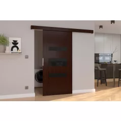 Fali tolóajtó DESIO 76, Wenge, Fekete Lacobel