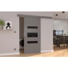 Fali tolóajtó DESIO 96, Szürke, Fekete Lacobel