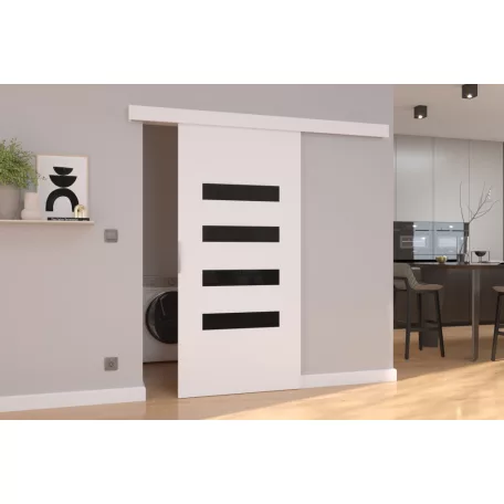 Fali tolóajtó FORLI 86, Fehér, Fekete Lacobel