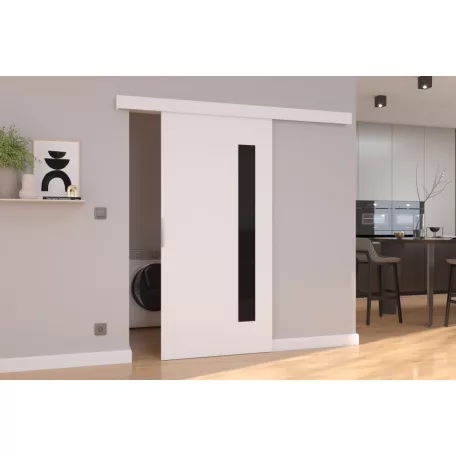 Fali tolóajtó GELA 86, Fehér, Fekete Lacobel