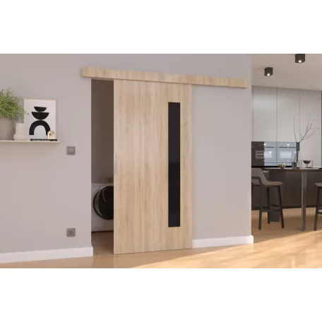 Fali tolóajtó GELA 96, Sonoma, Fekete Lacobel