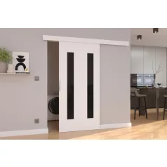 Fali tolóajtó HERS 76, Fehér, Fekete Lacobel