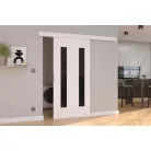 Fali tolóajtó HERS 106, Fehér, Fekete Lacobel