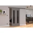 Fali tolóajtó HERS 86, Szürke, Fekete Lacobel