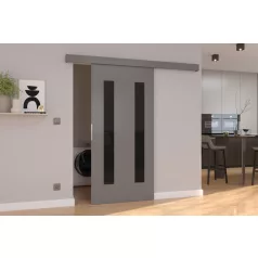 Fali tolóajtó HERS 96, Szürke, Fekete Lacobel