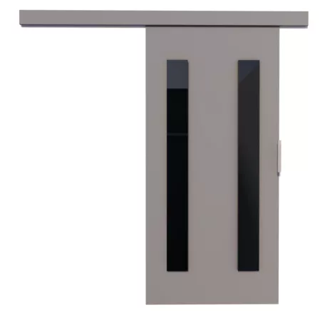 Fali tolóajtó HERS 106, Szürke, Fekete Lacobel